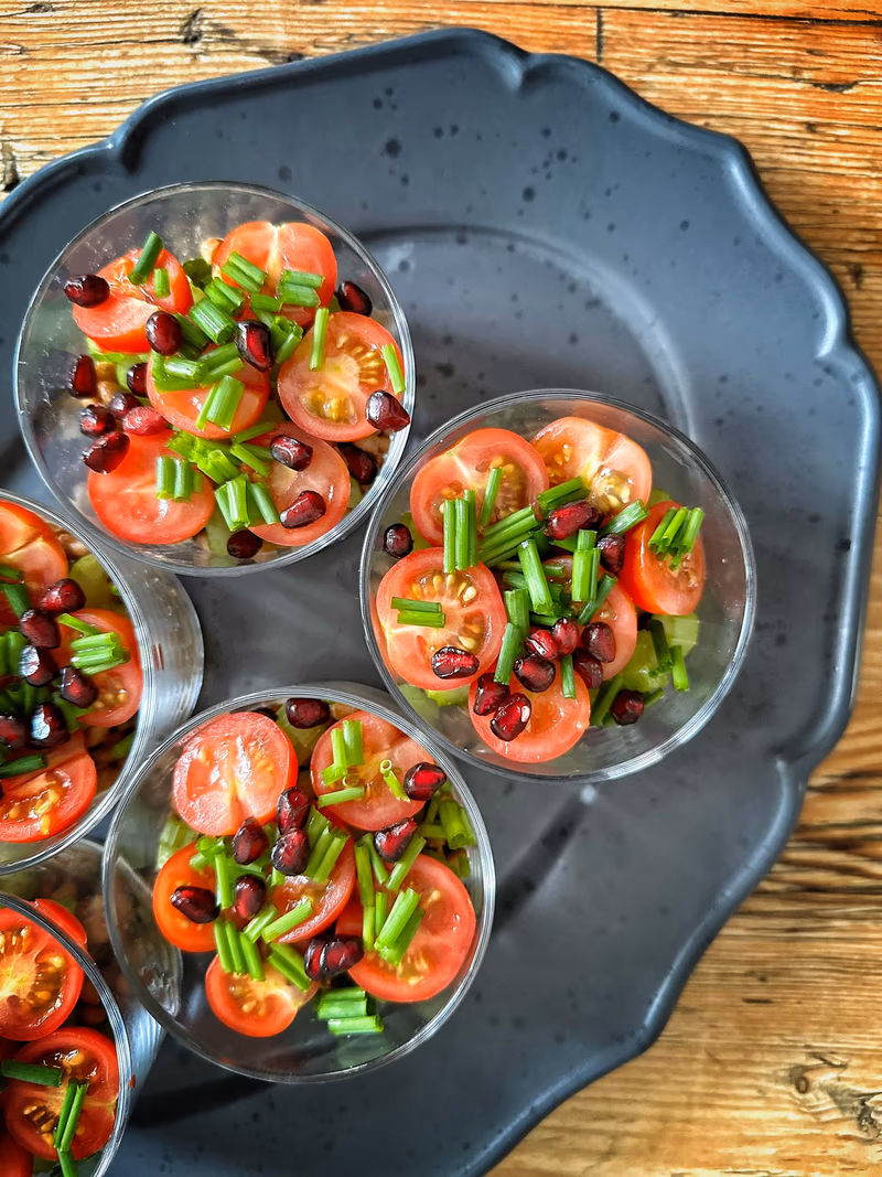 Vorspeisen im Glas für den Business-Lunch